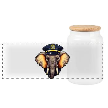 Éléphant de police - Boîte à biscuits avec couvercle en bois - blanc - Devant