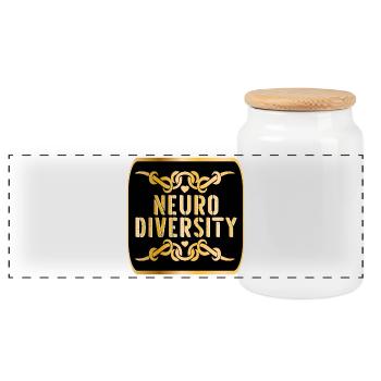 NEURODIVERSITÄT - Panorama Keksdose mit Holzdeckel - Weiß - Vorne