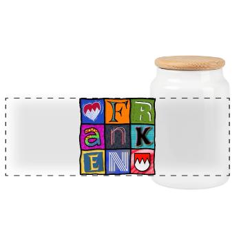 Franken - Pop-Art - cool - Panorama Keksdose mit Holzdeckel - Weiß - Vorne