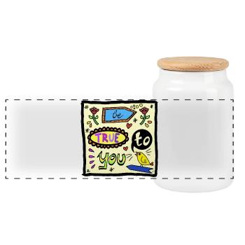 be true to you - PopArt - Motivation - Panoramic Cookie Jar with Wooden Lid - white - Front