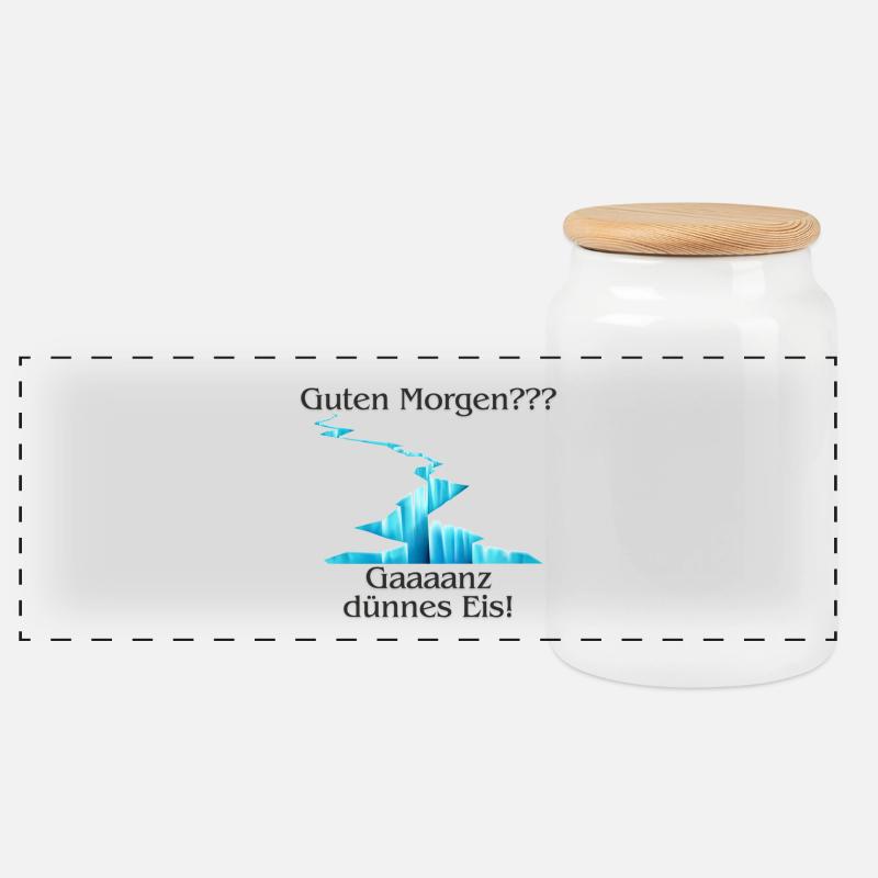 Guten Morgen Dünnes Eis - Panorama Keksdose mit Holzdeckel - Weiß