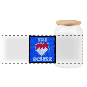 FAI SCHEE - Franconian dialect is nice. - Panoramic Cookie Jar with Wooden Lid - white - Front