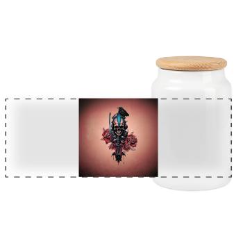 The Dark and Mysterious World of the Gothic Skull - Panoramic Cookie Jar with Wooden Lid - white - Front