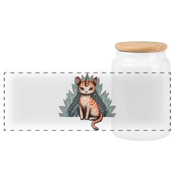 chat-licorne Pastel - Boîte à biscuits avec couvercle en bois - blanc - Devant