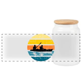 Kayak Duo Sunset Silhouette Circle - Panorama Keksdose mit Holzdeckel - Weiß - Vorne