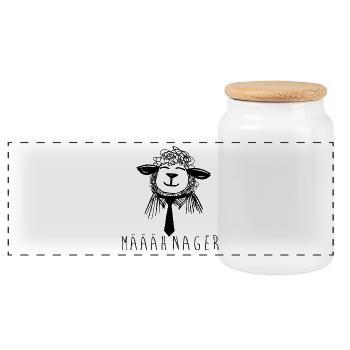 määähnager mähnager manager chef schaf wortspiel - Panorama Keksdose mit Holzdeckel - Weiß - Vorne