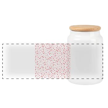 sternenmuster rottöne, weihnachts prints - Panorama Keksdose mit Holzdeckel - Weiß - Vorne
