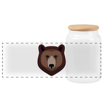 Bär - Bärenkopf - Logo - Panorama Keksdose mit Holzdeckel - Weiß - Vorne