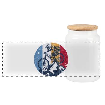 Ridge MTB Circle Graphic - Panoramic Cookie Jar with Wooden Lid - white - Front