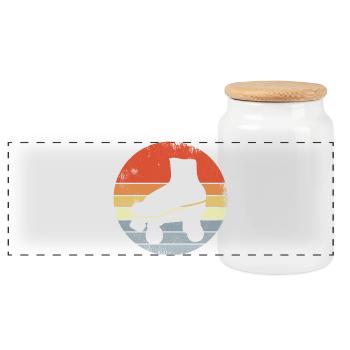 Patins à roulettes vintage - Boîte à biscuits avec couvercle en bois - blanc - Devant