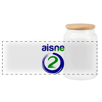Aisne 02 - Panorama Keksdose mit Holzdeckel - Weiß - Vorne