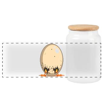 Oeuf de poule drôle - Chicken Coop Cartoon - Boîte à biscuits avec couvercle en bois - blanc - Devant