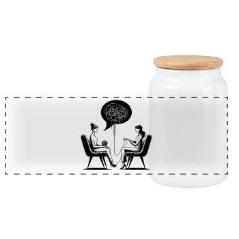 psychotherapy - Panoramic Cookie Jar with Wooden Lid - white - Front