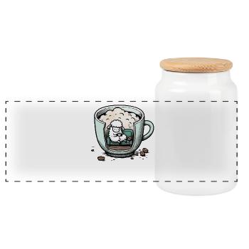 mählounge melange schaf lounge wortspiel kaffee - Panorama Keksdose mit Holzdeckel - Weiß - Vorne