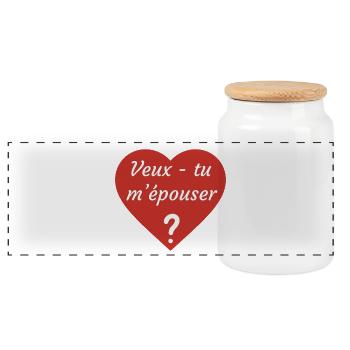 Proposition mariage veux tu m'épouser cœur rouge - Boîte à biscuits avec couvercle en bois - blanc - Devant