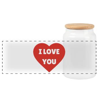 I love you - Panoramic Cookie Jar with Wooden Lid - white - Front