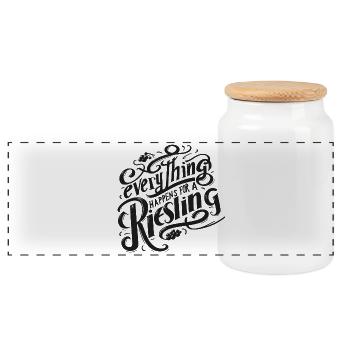 everything happens for a riesling! - Panorama Keksdose mit Holzdeckel - Weiß - Vorne