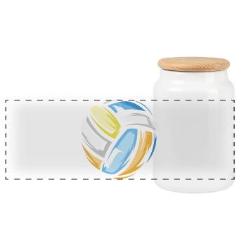 volleyball 3D Symbol bunte Farben beachvolleyball - Panorama Keksdose mit Holzdeckel - Weiß - Vorne