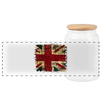 Vintage Britischer Union Jack Digital Kunst - Panorama Keksdose mit Holzdeckel - Weiß - Vorne