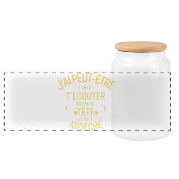 Dans ma Tête je suis En Ardèche - Boîte à biscuits avec couvercle en bois - blanc - Devant