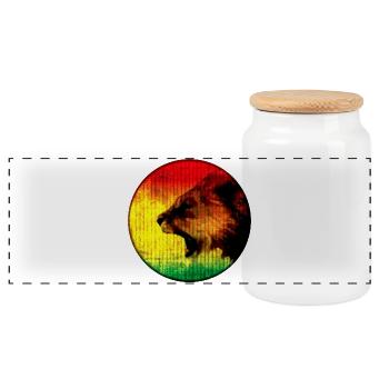 Lion d’Afrique aux couleurs rasta - Boîte à biscuits avec couvercle en bois - blanc - Devant
