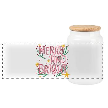 Merry and Bright Festive Script - Boîte à biscuits avec couvercle en bois - blanc - Devant