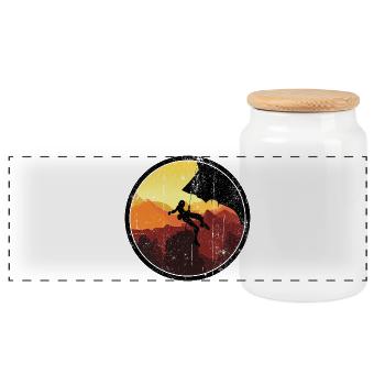 Sunset Climber in Canyon Circle - Panoramic Cookie Jar with Wooden Lid - white - Front