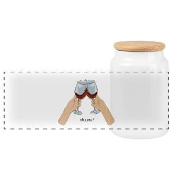 Cheers - Panorama Keksdose mit Holzdeckel - Weiß - Vorne
