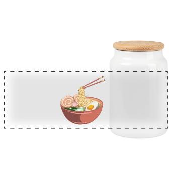 Ramen Liebe - Panorama Keksdose mit Holzdeckel - Weiß - Vorne
