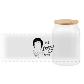 Talk Darcy to me - Panorama Keksdose mit Holzdeckel - Weiß - Vorne