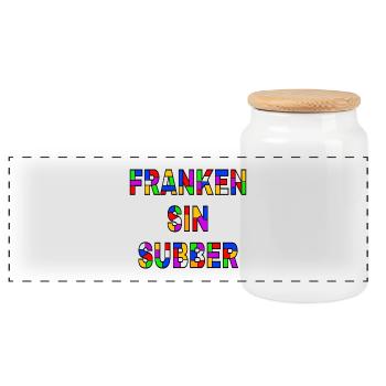 Franken sin Subber - fränkische Pop Art - Panorama Keksdose mit Holzdeckel - Weiß - Vorne