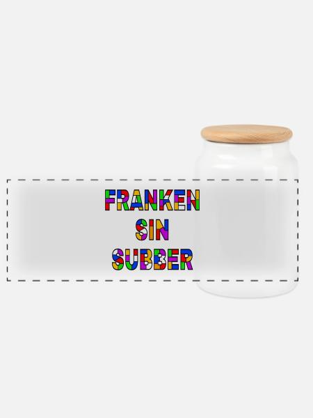 Franken sin Subber - fränkische Pop Art - Panorama Keksdose mit Holzdeckel - Weiß