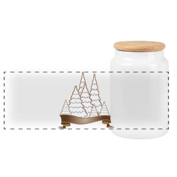 beautiful gingerbread forest for christmas - Panoramic Cookie Jar with Wooden Lid - white - Front
