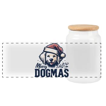 Merry Dogmas - Panoramic Cookie Jar with Wooden Lid - white - Front