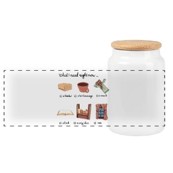 What I need right now... - Panoramic Cookie Jar with Wooden Lid - white - Front