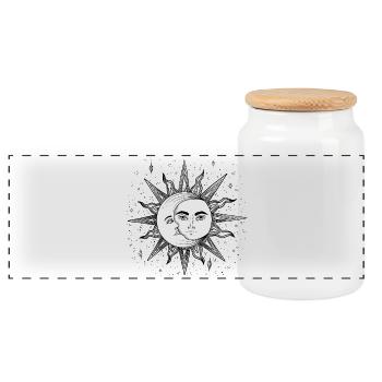 Sonne und Mond - Panorama Keksdose mit Holzdeckel - Weiß - Vorne