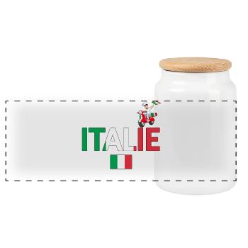 Italie - Boîte à biscuits avec couvercle en bois - blanc - Devant