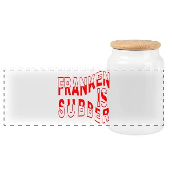 Franconia is Subber - Franconia is Super - fei schee - Panoramic Cookie Jar with Wooden Lid - white - Front