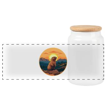 Und täglich grüßt das Murmeltier bunte Aquarell-Karikatur Kawaii Haustier - Panorama Keksdose mit Holzdeckel - Weiß - Vorne