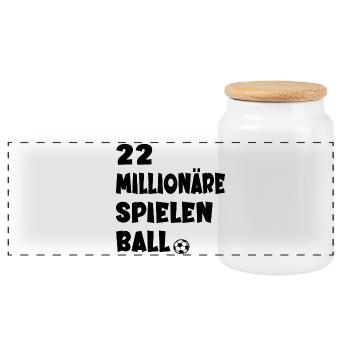 MULTI MILLIONÄRE SPIELEN BALL - Panorama Keksdose mit Holzdeckel - Weiß - Vorne