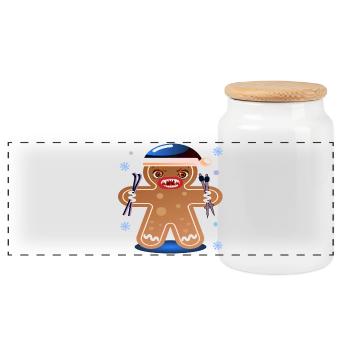 SKI EN PAIN D’ÉPICES - SKIEUR EN COLÈRE - Boîte à biscuits avec couvercle en bois - blanc - Devant