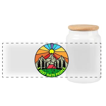 Zelten Statement Camping Berge Campingplatz Natur - Panorama Keksdose mit Holzdeckel - Weiß - Vorne