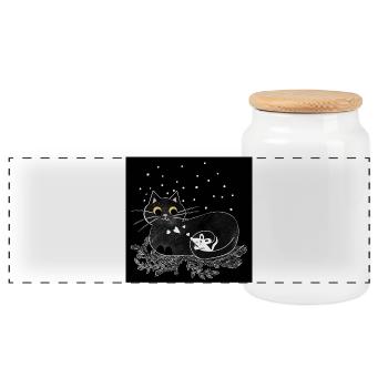Meilleurs amis chat et souris - Boîte à biscuits avec couvercle en bois - blanc - Devant