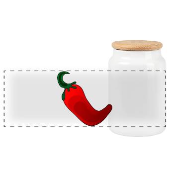Hot Pepper Spiced Paprika - Cooking - Panoramic Cookie Jar with Wooden Lid - white - Front