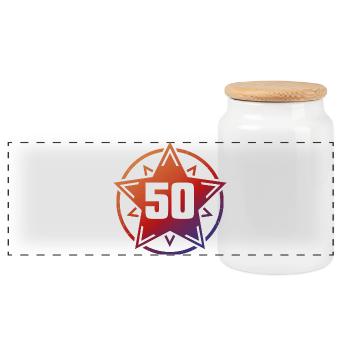Super Star 50 - Panorama Keksdose mit Holzdeckel - Weiß - Vorne