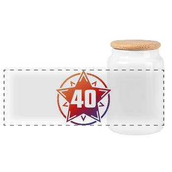 Superstar 40 - Panoramic Cookie Jar with Wooden Lid - white - Front