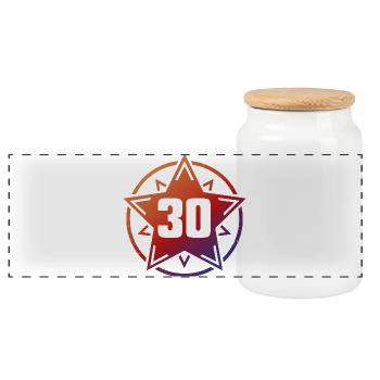 Superstar 30 - Panorama Keksdose mit Holzdeckel - Weiß - Vorne