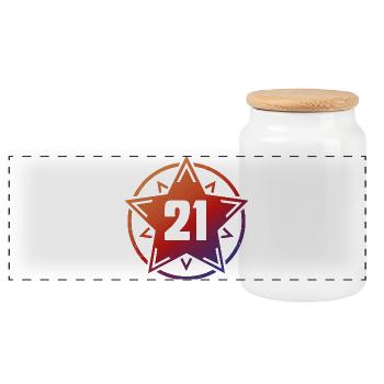 Superstar 21 - Panoramic Cookie Jar with Wooden Lid - white - Front