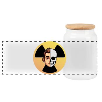 Logo Radioactive Face Skeleton Humor Radiology - Panoramic Cookie Jar with Wooden Lid - white - Front