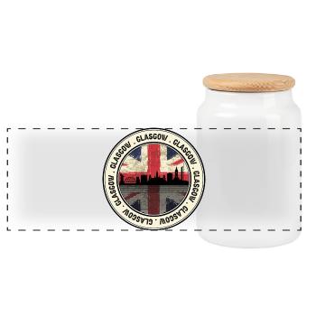 Glasgow Unionjack Stadtbild - Panorama Keksdose mit Holzdeckel - Weiß - Vorne